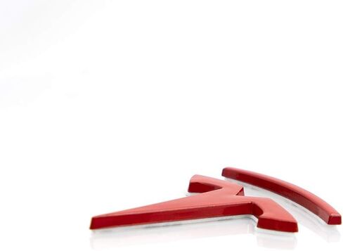 شارات جانبية للسيارة بشعار معدني ثلاثي الأبعاد T لسيارة Tesla Model S Model X Model 3 ملحقات السيارات (أحمر) in Kuwait