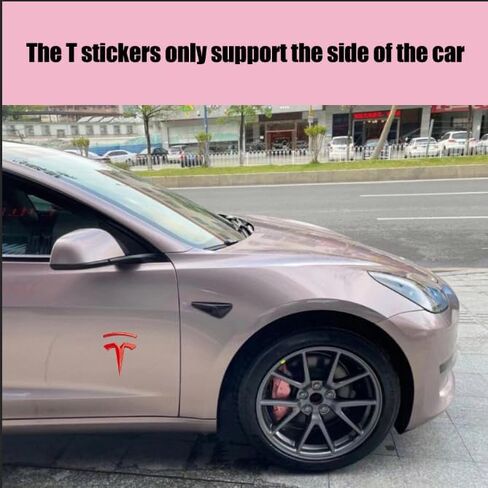 شارات جانبية للسيارة بشعار معدني ثلاثي الأبعاد T لسيارة Tesla Model S Model X Model 3 ملحقات السيارات (أحمر) in Kuwait