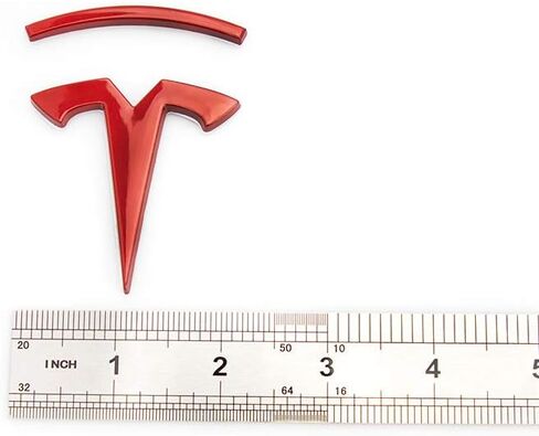 شارات جانبية للسيارة بشعار معدني ثلاثي الأبعاد T لسيارة Tesla Model S Model X Model 3 ملحقات السيارات (أحمر) in Kuwait