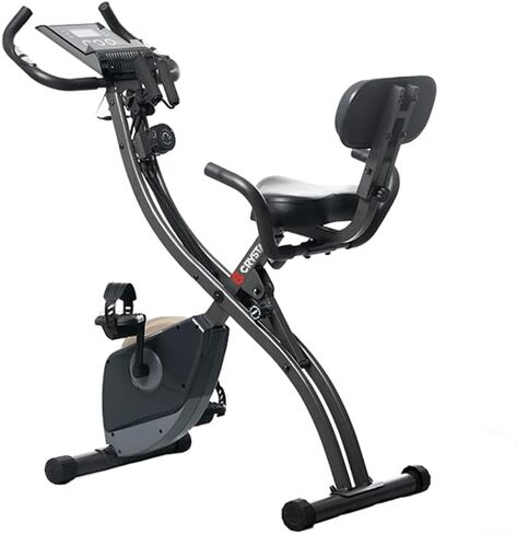 MAIBO Folding Exercise Bike Indoor Exercise Bikes, Portable Foldable Upright Stationary Bike with Arm Resistance Band and Backrest, 8-Level Magnetic Resistance, Heart-Rate Monitor, LCD Dial for Home Gym Workout in Saudi Arabia