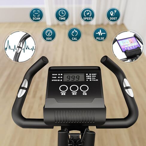 MAIBO Folding Exercise Bike Indoor Exercise Bikes, Portable Foldable Upright Stationary Bike with Arm Resistance Band and Backrest, 8-Level Magnetic Resistance, Heart-Rate Monitor, LCD Dial for Home Gym Workout in Saudi Arabia