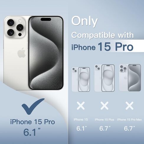 JETech Ultra Slim (0.35mm Thin) Case for iPhone 15 Pro 6.1-Inch, Camera Lens Cover Full Protection, Lightweight Matte Finish PP Hard Minimalist Case, Support Wireless Charging (Black Titanium) in Saudi Arabia