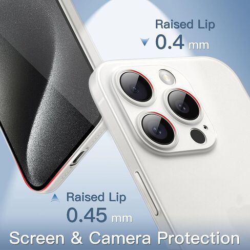 JETech Ultra Slim (0.35mm Thin) Case for iPhone 15 Pro 6.1-Inch, Camera Lens Cover Full Protection, Lightweight Matte Finish PP Hard Minimalist Case, Support Wireless Charging (Black Titanium) in Saudi Arabia