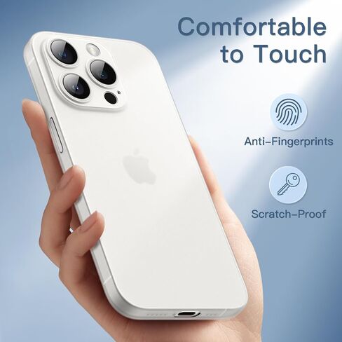 JETech Ultra Slim (0.35mm Thin) Case for iPhone 15 Pro 6.1-Inch, Camera Lens Cover Full Protection, Lightweight Matte Finish PP Hard Minimalist Case, Support Wireless Charging (Black Titanium) in Saudi Arabia