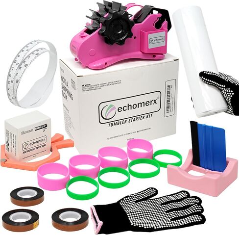 All-in-One Tumbler Sublimation Starter Kit Bundle - Heat Tape Dispenser, Heat Tapes, Gloves, Clamp, Shrink Sleeves, Bands, Cradle & More - Easy Sublimation for Blank Mugs and Tumblers in Saudi Arabia