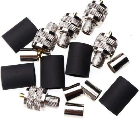 5Pcs UHF Male Crimp Type RF Straight Connector PL259 for 50 Ohm RG8 RG213 LMR400 RG11 Coax Wire Brass in Kuwait