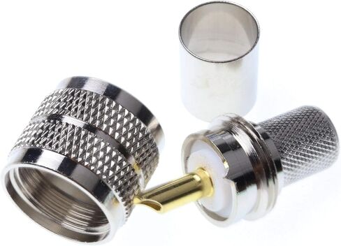 5Pcs UHF Male Crimp Type RF Straight Connector PL259 for 50 Ohm RG8 RG213 LMR400 RG11 Coax Wire Brass in Kuwait