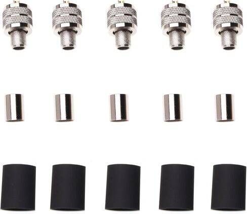 5Pcs UHF Male Crimp Type RF Straight Connector PL259 for 50 Ohm RG8 RG213 LMR400 RG11 Coax Wire Brass in Kuwait