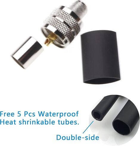 5Pcs UHF Male Crimp Type RF Straight Connector PL259 for 50 Ohm RG8 RG213 LMR400 RG11 Coax Wire Brass in Kuwait