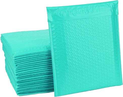 #2 مظاريف مبطنة مقاس 8.5 × 11 بوصة، مغلفات شحن مبطنة من البوليستر باللون الأزرق المخضر، عبوة من 20 قطعة in Kuwait