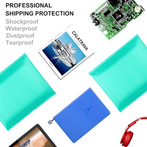 #2 مظاريف مبطنة مقاس 8.5 × 11 بوصة، مغلفات شحن مبطنة من البوليستر باللون الأزرق المخضر، عبوة من 20 قطعة in Kuwait