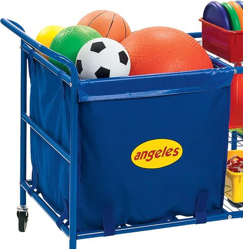 صندوق تخزين نايلون من أنجيليس لعربة الكرات، أزرق، AFB7900B، (تُباع عربة الكرات بشكل منفصل) صندوق بديل لمرحلة ما قبل المدرسة أو الرعاية النهارية لمعدات لعب الأطفال in Kuwait