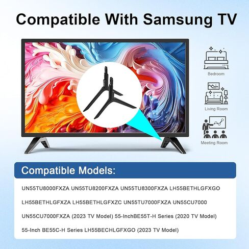 Pair of Replacement Legs for Samsung TV Stands - Compatible with Models BE50T, BE55T, UN50TU700DFXZA, LH50BETHLGFXGO, LH55BETHLGFXGO, UN55TU8200FXZA - No Drilling Needed in Saudi Arabia