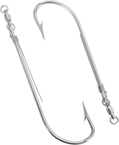 BLUEWING Trolling Hook with Ball-Bearing Swivel Ringed Hook Stainless Steel Big Game Trolling Hooks Long Shank Saltwater Fishing Hooks Wahoo Bonita Strip Trolling Hook in Saudi Arabia