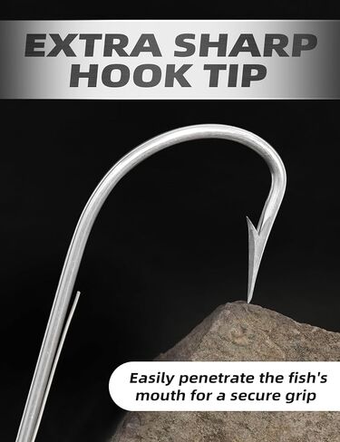 BLUEWING Trolling Hook with Ball-Bearing Swivel Ringed Hook Stainless Steel Big Game Trolling Hooks Long Shank Saltwater Fishing Hooks Wahoo Bonita Strip Trolling Hook in Saudi Arabia