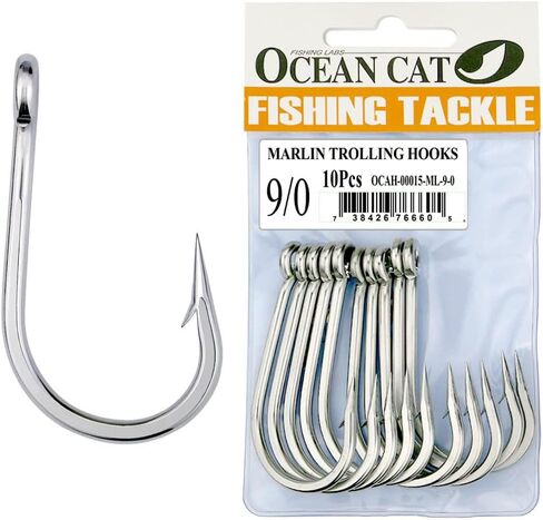 OCEAN CAT Marlin Trolling Hook Stainless Steel Barbed Offset Point Octopus Circle Fishing Hooks Fishing Tackle for Saltwater Big Game Fishing in Saudi Arabia