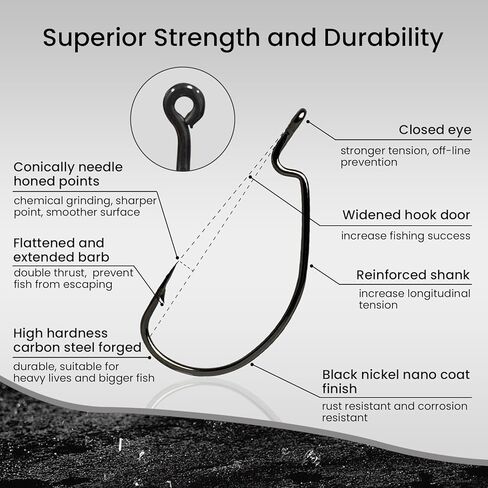 25 حزمة من خطافات دودة EWG، خطافات صيد منقار من الفولاذ عالي الكربون للمياه العذبة المالحة، مجموعة خطافات صيد كبيرة للدودة، خطافات صيد شائكة قوية لسمك السلور المرقط in Kuwait