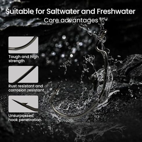 25 حزمة من خطافات دودة EWG، خطافات صيد منقار من الفولاذ عالي الكربون للمياه العذبة المالحة، مجموعة خطافات صيد كبيرة للدودة، خطافات صيد شائكة قوية لسمك السلور المرقط in Kuwait