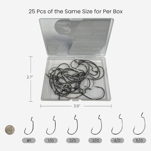 25 حزمة من خطافات دودة EWG، خطافات صيد منقار من الفولاذ عالي الكربون للمياه العذبة المالحة، مجموعة خطافات صيد كبيرة للدودة، خطافات صيد شائكة قوية لسمك السلور المرقط in Kuwait