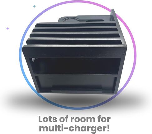 Black Bamboo Charging Station Organizer for Multiple Devices Desk Charging Station Organizer Wooden Docking Station Multi Device Charging Stand with Cable Cord Drawer for Phone Tablets Airpods Watch in Saudi Arabia