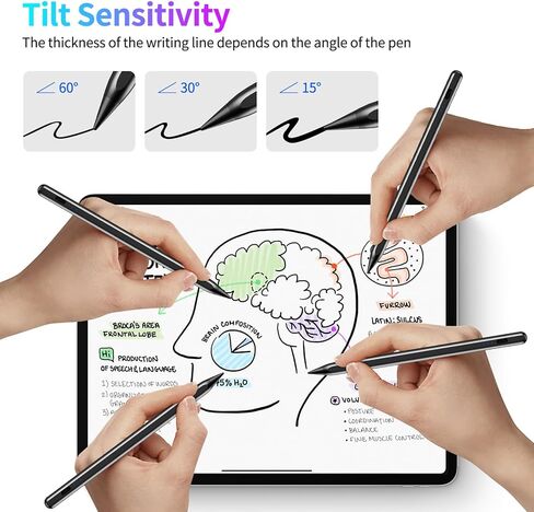 Stylus Pen for iPad, Fast Charging Pencil for Apple iPad with Palm Rejection, Tilt Sensitivity, Work for iPad Air 3/4/5, iPad Mini 5/6, iPad 6/7/8/9/10, iPad Pro 11" and 12.9", Austere Black in Saudi Arabia