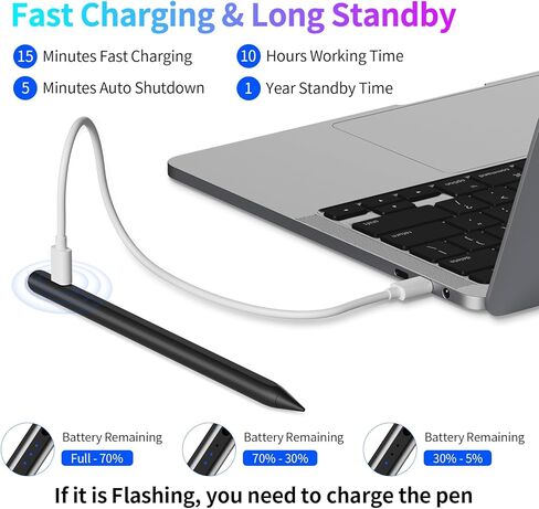 Stylus Pen for iPad, Fast Charging Pencil for Apple iPad with Palm Rejection, Tilt Sensitivity, Work for iPad Air 3/4/5, iPad Mini 5/6, iPad 6/7/8/9/10, iPad Pro 11" and 12.9", Austere Black in Saudi Arabia