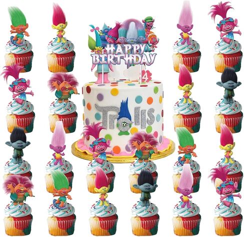25pcs Birthday Cake Topper Cotton Birthday Cupcake Topper, Party Birthday Cake Decoration for Girls Boys in Saudi Arabia