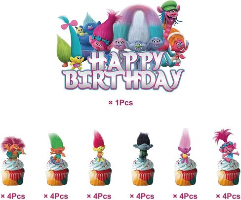25pcs Birthday Cake Topper Cotton Birthday Cupcake Topper, Party Birthday Cake Decoration for Girls Boys in Saudi Arabia