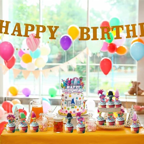 25pcs Birthday Cake Topper Cotton Birthday Cupcake Topper, Party Birthday Cake Decoration for Girls Boys in Saudi Arabia