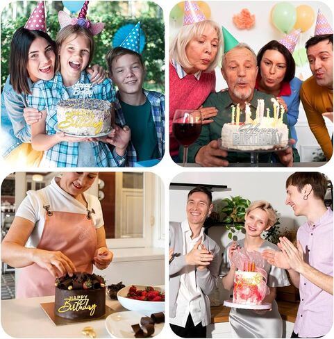 6 Pcs Happy Birthday Cake Toppers Double-Sided Glitter of Birthday Cake Topper Acrylic Cake Decoration, Gold Cupcake Toppers Cake Supplies Birthday Party Decorations in Saudi Arabia