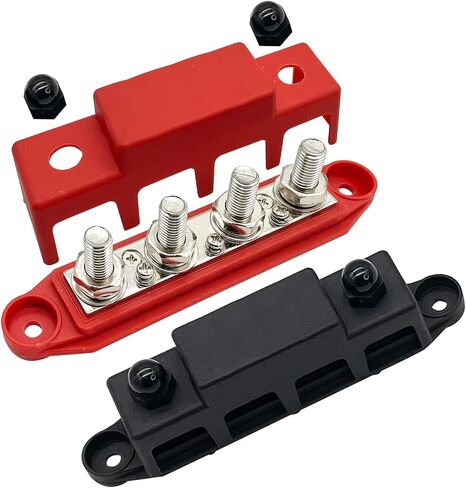 Tfwadmx 250A Power Distribution Block 4 Stud Distribution Block with Cover 12V Bus Bar 3/8" Terminal Bus Bar M10 Terminal Studs Automotive Marine Battery Busbar for Car Boat RV Truck Marine in Saudi Arabia