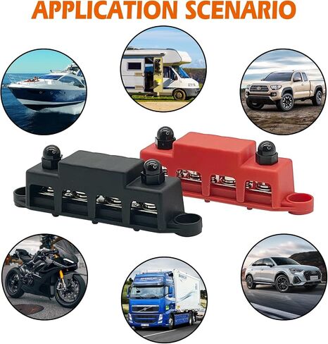 Tfwadmx 250A Power Distribution Block 4 Stud Distribution Block with Cover 12V Bus Bar 3/8" Terminal Bus Bar M10 Terminal Studs Automotive Marine Battery Busbar for Car Boat RV Truck Marine in Saudi Arabia