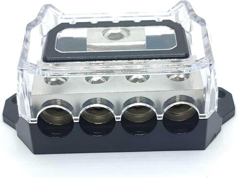 Bissou 3 Way Power Distribution Block, 1/0 Gauge x 1 in 4 Gauge x 3 Out Power Ground Distributor for Car Audio Amplifier Splitter 1pcs, Silvery in Saudi Arabia