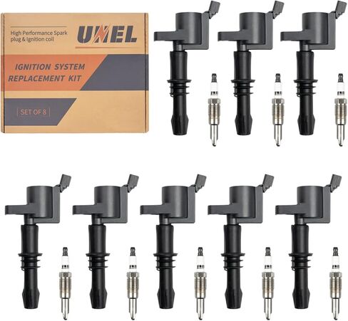 مجموعة من 8 ملفات إشعال DG511 FD508 وقابس الإشعال البلاتيني M515 SP515 متوافق مع Ford F-150 Expedition F-250 Super Duty F-350 Super Duty Mustang in Kuwait