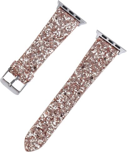 Bling Bands Compatible with Apple Watch Band + Case 38mm 40mm 41mm 42mm 44mm 45mm 49mm Ultra 2/1, Glitter Leather Strap with Bling Diamond Protector Cover For iWatch Series 9 8 SE 7 6 5 4 3 2 1 in Saudi Arabia