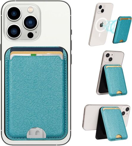 محفظة MagSafe وحامل مغناطيسي لهاتف iPhone 13 13 Pro 13 Pro Max iPhone 12 12 Pro 12 Pro Max، محفظة جلدية حامل بطاقات RFID متوافقة مع ملحقات MagSafe، 3 بطاقات بحد أقصى (Lakeblue) in Kuwait