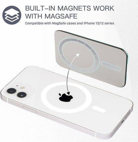 محفظة MagSafe وحامل مغناطيسي لهاتف iPhone 13 13 Pro 13 Pro Max iPhone 12 12 Pro 12 Pro Max، محفظة جلدية حامل بطاقات RFID متوافقة مع ملحقات MagSafe، 3 بطاقات بحد أقصى (Lakeblue) in Kuwait