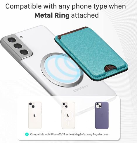 محفظة MagSafe وحامل مغناطيسي لهاتف iPhone 13 13 Pro 13 Pro Max iPhone 12 12 Pro 12 Pro Max، محفظة جلدية حامل بطاقات RFID متوافقة مع ملحقات MagSafe، 3 بطاقات بحد أقصى (Lakeblue) in Kuwait