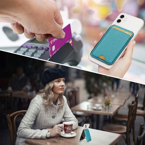 محفظة MagSafe وحامل مغناطيسي لهاتف iPhone 13 13 Pro 13 Pro Max iPhone 12 12 Pro 12 Pro Max، محفظة جلدية حامل بطاقات RFID متوافقة مع ملحقات MagSafe، 3 بطاقات بحد أقصى (Lakeblue) in Kuwait