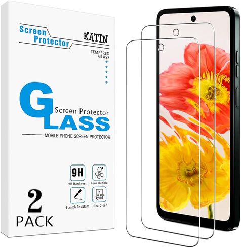 KATIN (2 Pack) Screen Protector Designed For Motorola Moto G 5G (2024) Tempered Glass, 9H Hardness, Anti Scratch, Case Friendly in Kuwait