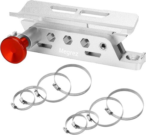 MEGREZ Adjustable Fire Extinguisher Mount Holder, Aluminum Quick Release Fire Extinguisher Holder with 8 Clamps, Compatible with Jeep Wrangler UTV Polaris RZR, Silver in Kuwait