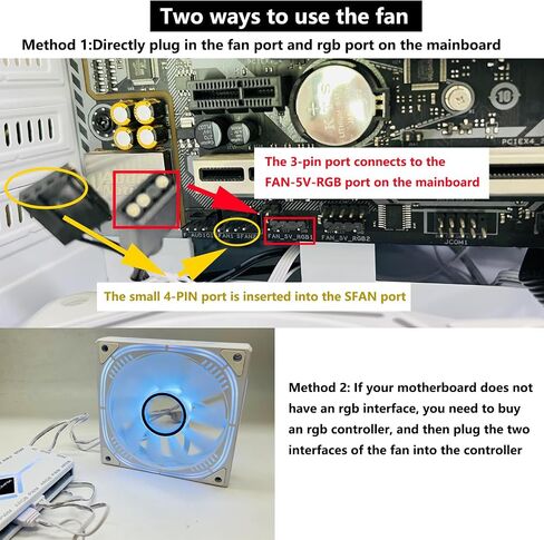 Computer Case Fans 120mm aRGB 5v-3pin,Computer Cooling Fan 1800 RPM，Addressable RGB LED System Fan Silent，PWM RGB Fan for Gaming PC，Adjustable Color LED PC Cooling Fan (Black-into) in Saudi Arabia