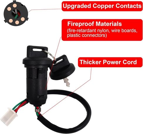 RUTU 4 Wire Ignition Switch with Key for 50cc 90cc 110cc 125cc TaoTao Sunl Coolster Apollo Chinese ATV Dirt Pit Pocket Bike Motorcycle Scooter Quad Go Kart 4 Wheeler Parts with Cap in Saudi Arabia