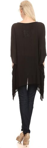 Sakkas Wren Lightweight Circle Poncho Top Blouse with Detailed Embroidery in Saudi Arabia