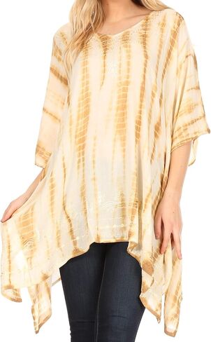 Sakkas Wren Lightweight Circle Poncho Top Blouse with Detailed Embroidery in Saudi Arabia