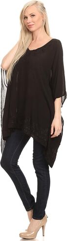 Sakkas Wren Lightweight Circle Poncho Top Blouse with Detailed Embroidery in Saudi Arabia