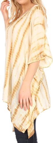 Sakkas Wren Lightweight Circle Poncho Top Blouse with Detailed Embroidery in Saudi Arabia