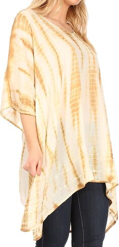 Sakkas Wren Lightweight Circle Poncho Top Blouse with Detailed Embroidery in Saudi Arabia