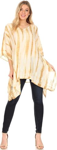Sakkas Wren Lightweight Circle Poncho Top Blouse with Detailed Embroidery in Saudi Arabia