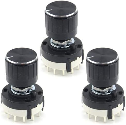 WMYCONGCONG 3 PCS RS26 4P12T 4 Pole 12 Position Selectable Band Selector Rotary Switch with Knob in Saudi Arabia